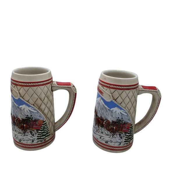 Budweiser Anheuser Busch 2 Clydesdales Collectible Steins Tankards Ltd Ed 1985 - Picture 2 of 12